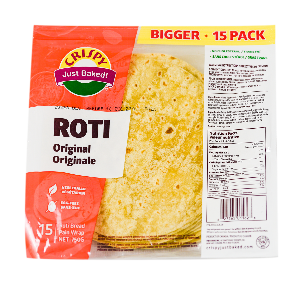 Crispy Just Baked Roti Original 15 Pack