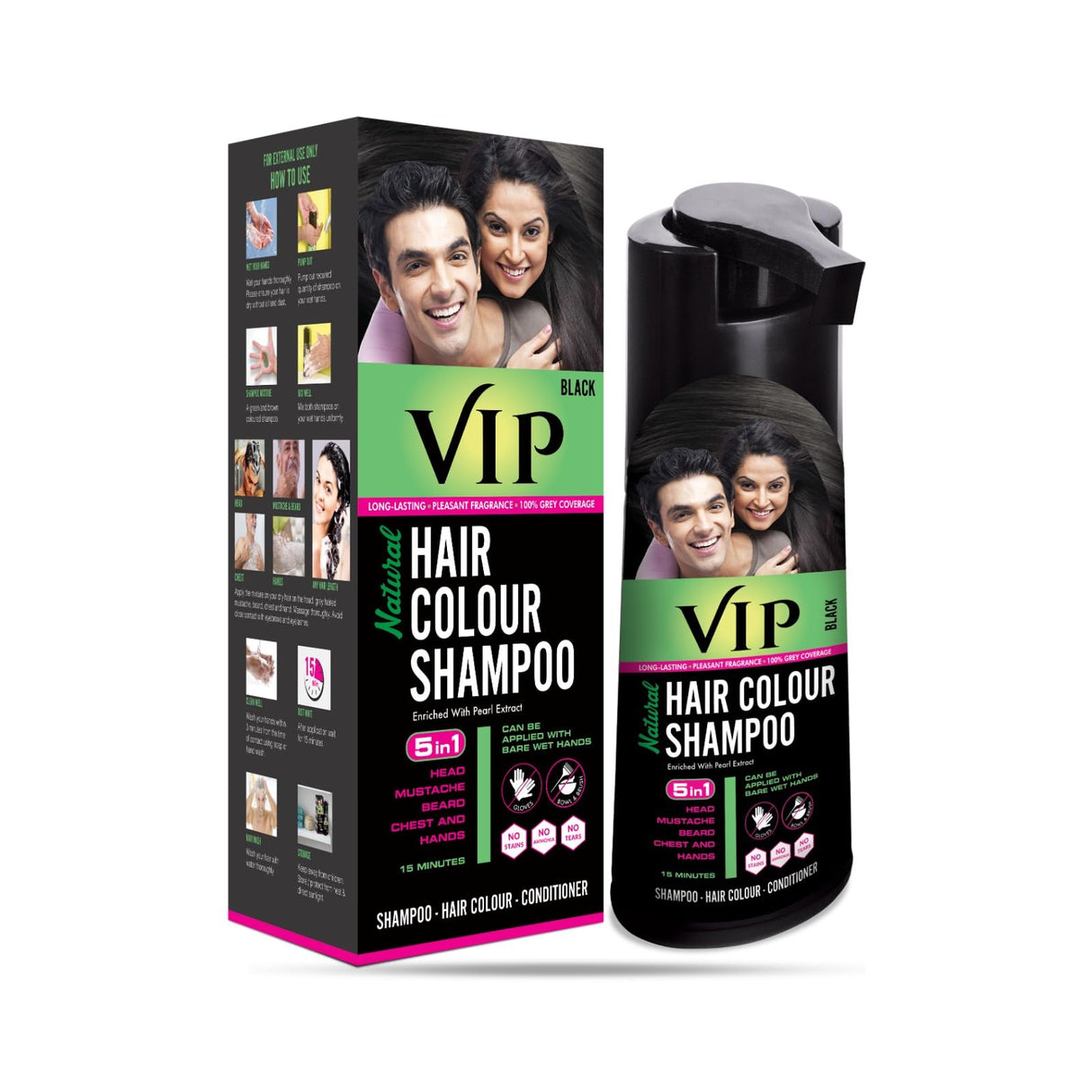 VIP Hair Colour Shampoo Black 180ml