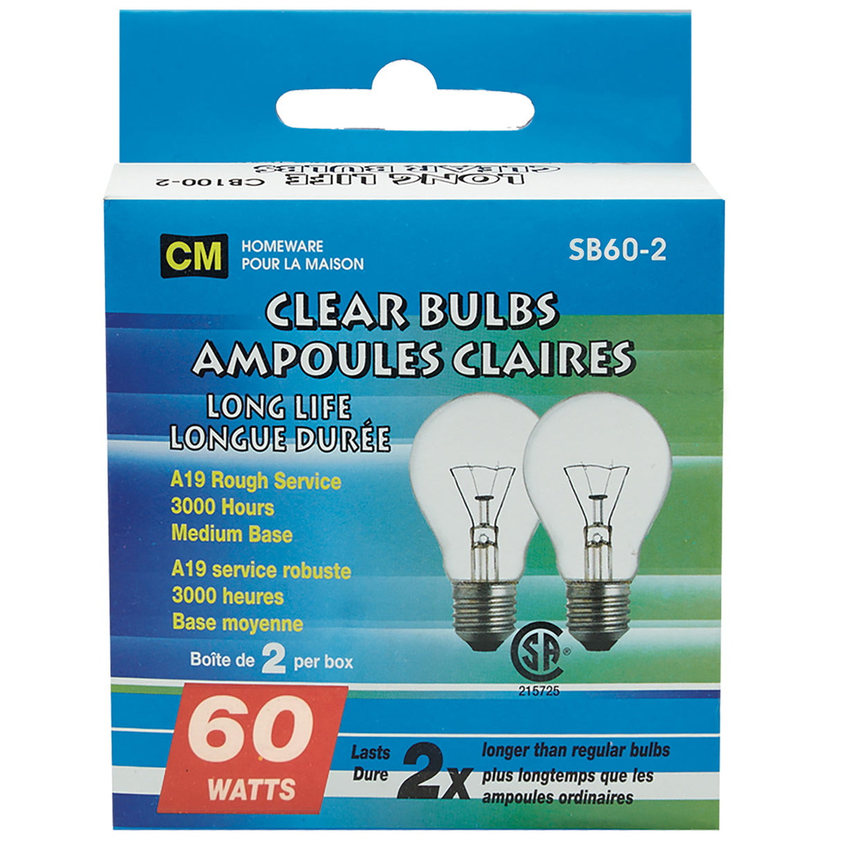 CM Soft White Long Life Bulbs 60watts